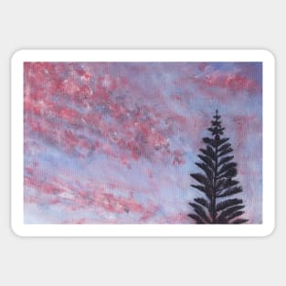 fluffy sunset and tree Sticker